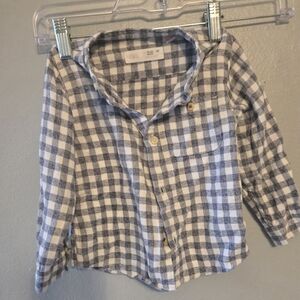 Zara Kids Checkered Shirt - Gray and White